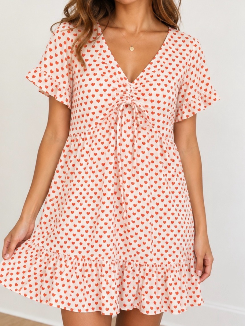 Polly Heart Print Mini Dress white/red Valentines Day SZ 6